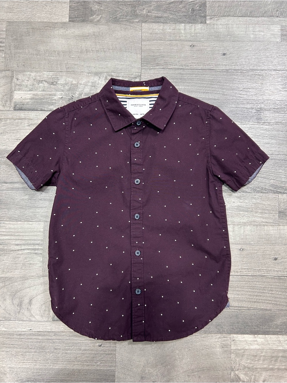 Denim & Flower Boys Burgundy Polka Dot Short-Sleeve Button-Down Shirt